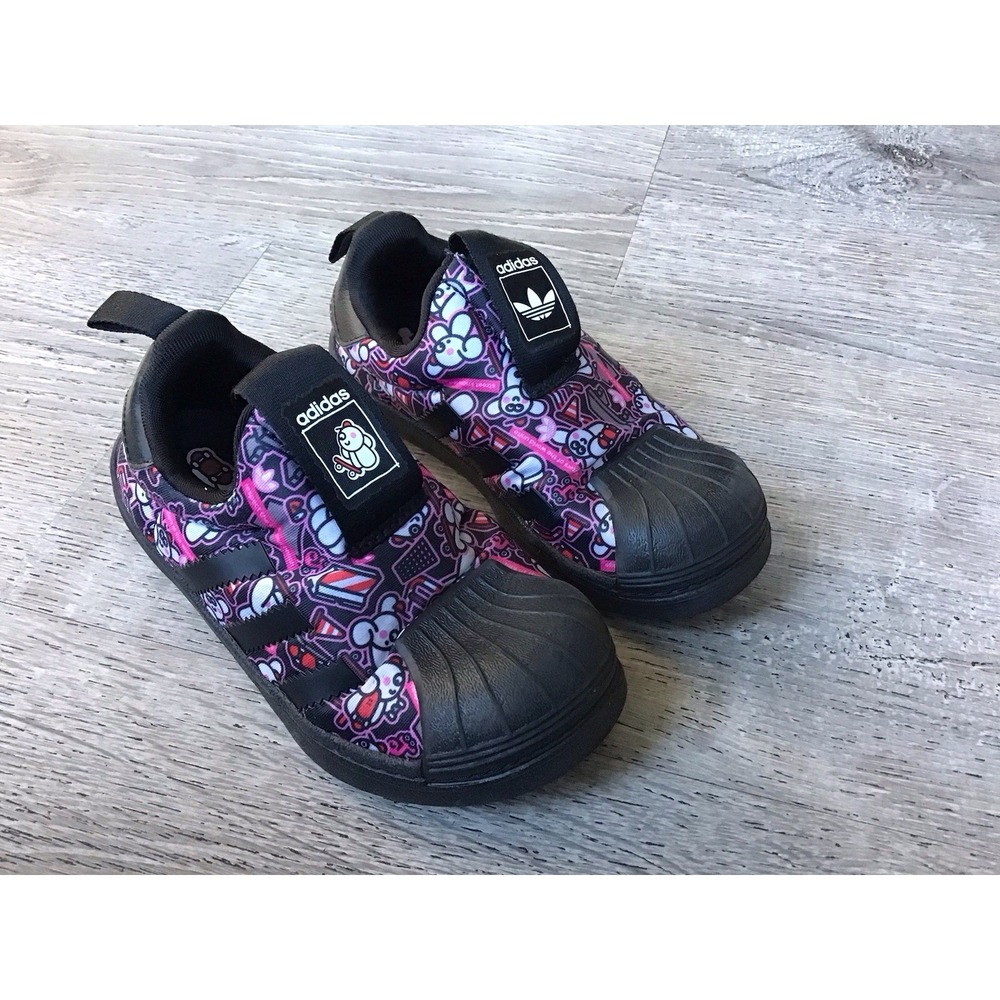 adidas Superstar Kids Youth Size 11K James Jarvis Core Black Cloud White Slip On